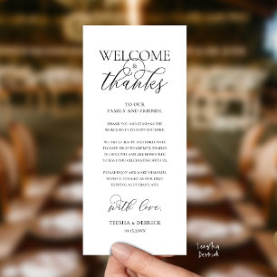 "Welcome and Thanks" Elegant Reception Guest Card