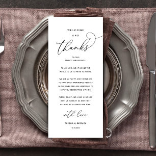 "Welcome and Thanks" Elegant Reception Guest Card