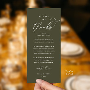 "Welcome and Thanks" Elegant Reception Guest Card