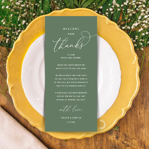 "Welcome and Thanks" Elegant Reception Guest Card