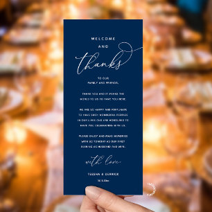 "Welcome and Thanks" Elegant Reception Guest Card