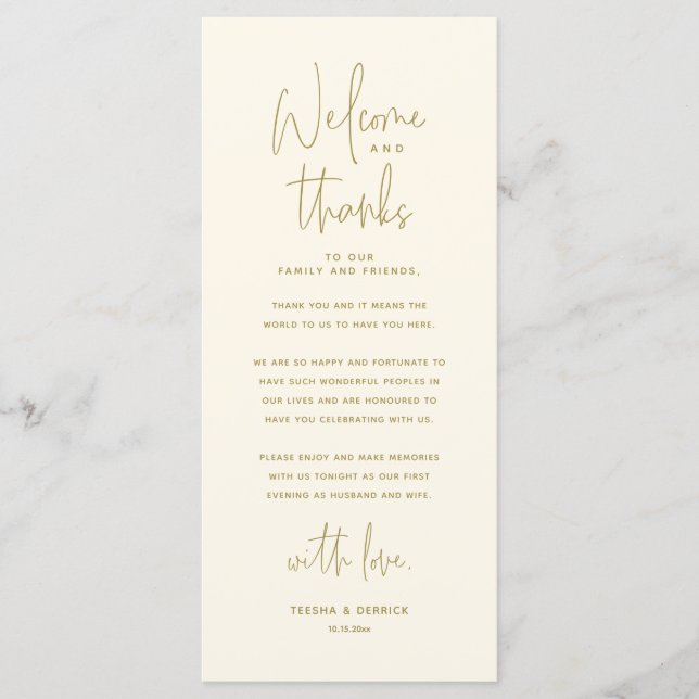 Welcome and Thanks, Place Setting Thank You Card (Front)