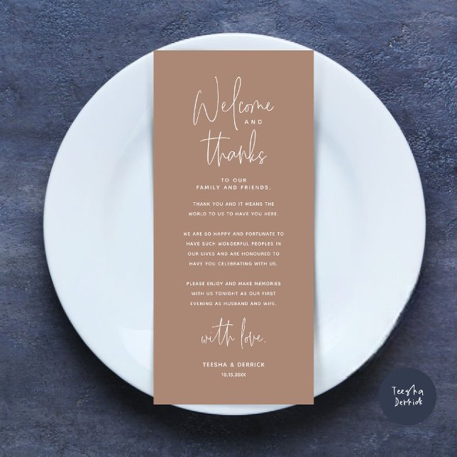 Welcome and Thanks, Place Setting Thank You Card (Welcome and Thanks, Modern Dinner Place Setting Thank You Card, in Taupe)