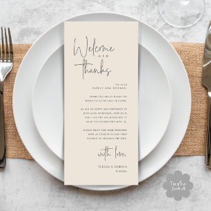 Welcome and Thanks, Place Setting Thank You Card