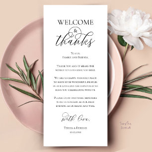 Welcome and Thanks Reception Dinner Thank You Card