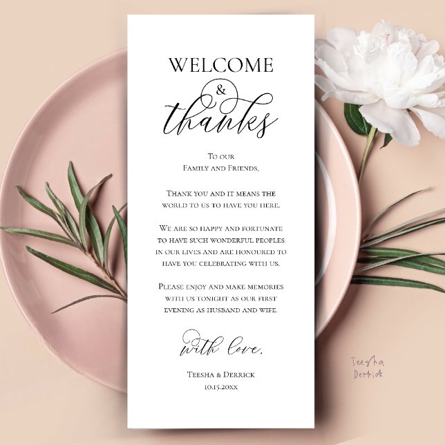 Welcome and Thanks Reception Dinner Thank You Card (Welcome and Thanks Reception Dinner Thank You Card in Black and White)