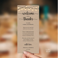 "Welcome and Thanks" Rustic Reception Guest Card
