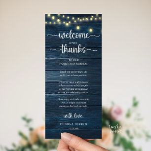 "Welcome and Thanks" Rustic Reception Guest Card