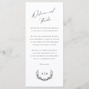 Welcome and Thanks Wedding Day Guest Message Card