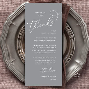 Welcome and Thanks, Wedding Dinner Thank You Card