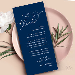 Welcome and Thanks, Wedding Dinner Thank You Card