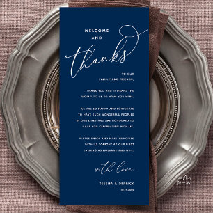 Welcome and Thanks, Wedding Dinner Thank You Card