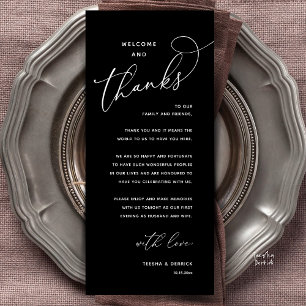 Welcome and Thanks, Wedding Dinner Thank You Card