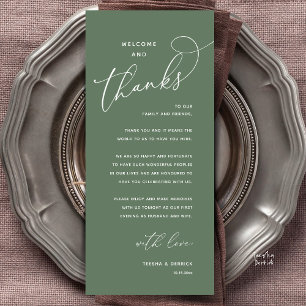 Welcome and Thanks, Wedding Dinner Thank You Card