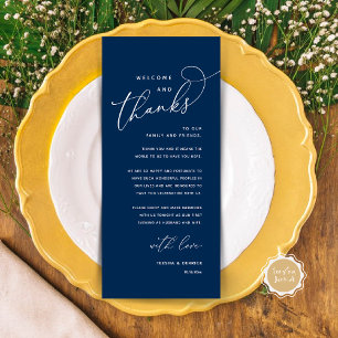 Welcome and Thanks, Wedding Dinner Thank You Card