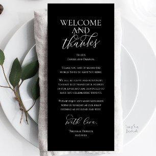 Welcome and Thanks Wedding Dinner Thank You Card