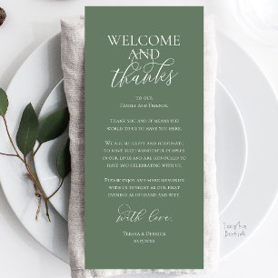 Welcome and Thanks Wedding Dinner Thank You Card