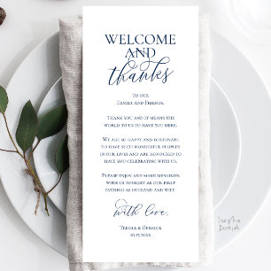 Welcome and Thanks Wedding Dinner Thank You Card