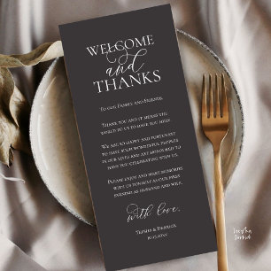 Welcome and Thanks Wedding Dinner Thank You Card