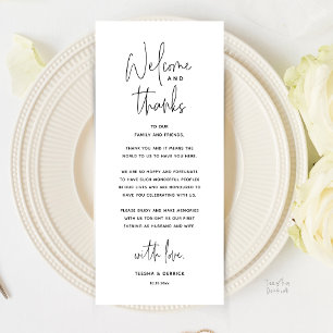 Welcome and Thanks, Wedding Dinner Thank You Card