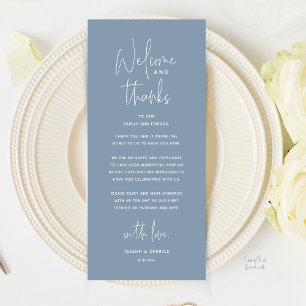 Welcome and Thanks, Wedding Dinner Thank You Card