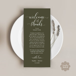 Welcome and Thanks Wedding Place Setting Card