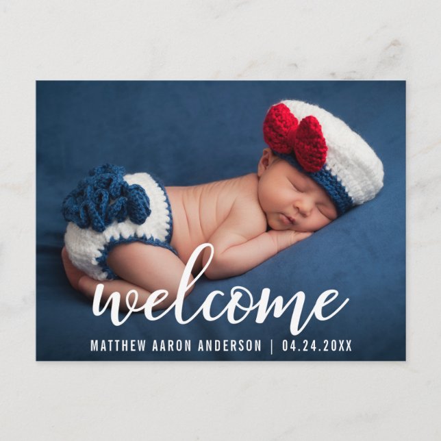 Welcome Announcement New Baby Modern (Front)