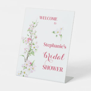 Welcome Apple Blossom Bridal Shower Personalised Pedestal Sign