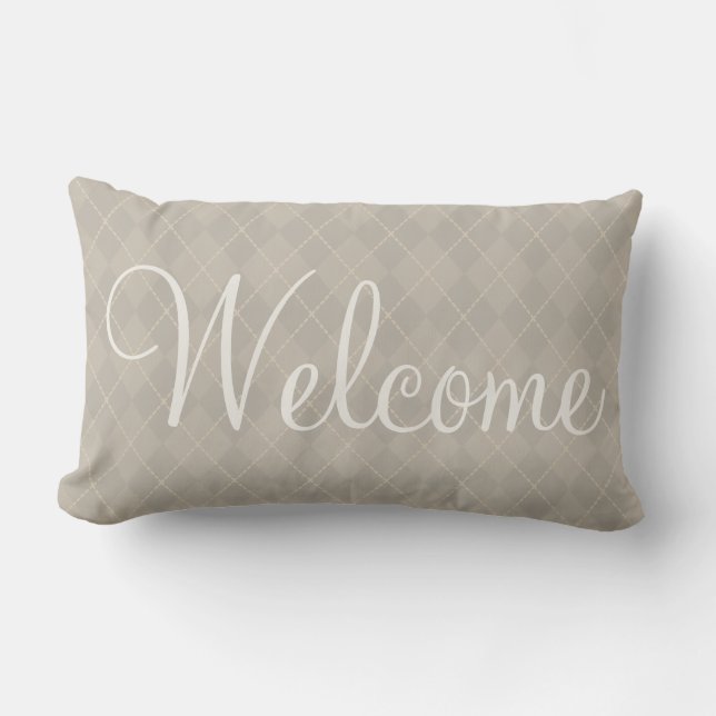 Welcome Argyle Guest Bedroom Hotel Pillow (Front)