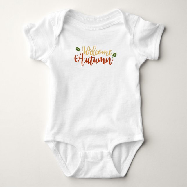 Welcome Autumn Fall leaves Baby Bodysuit (Front)
