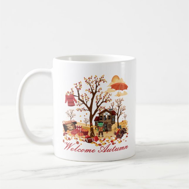 Welcome Autumn Fall Scenery Coffee Mug (Left)