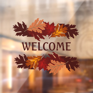 Welcome Autumn Leaves Vinyl Window Cling