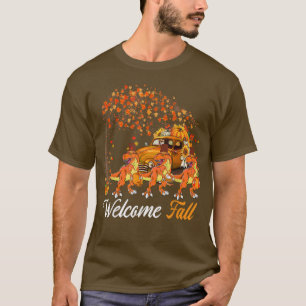 Welcome Autumn Three TRe Dinosaurs Pumpkins Pickup T-Shirt