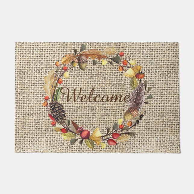Welcome autumn wreath doormat (Front)