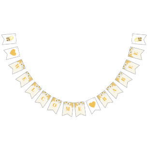 Welcome Babee Bumblebee Honey Baby Shower Sprinkle Bunting