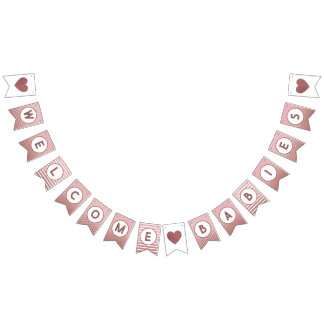 Welcome Babies Twin Rose Gold Baby Shower Sprinkle Bunting