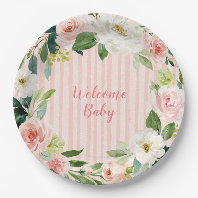 Welcome Baby 9" Dinner Plates - Baby Shower (Front)