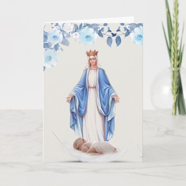 Welcome Baby Baptism Blessed Virgin Mary Catholic Card (Front)