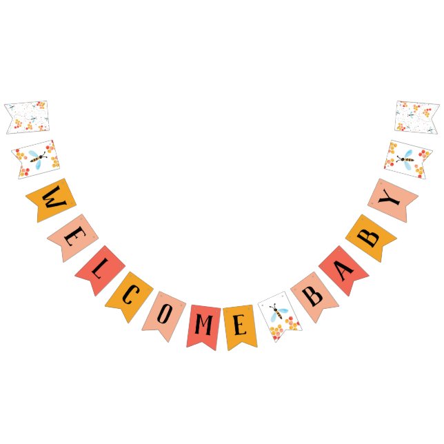 Welcome Baby Bee Baby Shower Bunting banner (All)