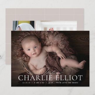 Welcome Baby Birth Photo Announcement Boy Girl