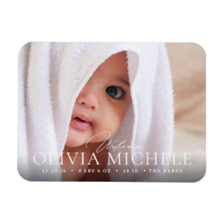 Welcome Baby Birth Photo Announcement Magnet