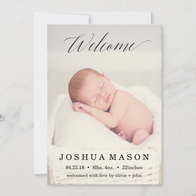 Welcome Baby Birthday Announcement (Front)