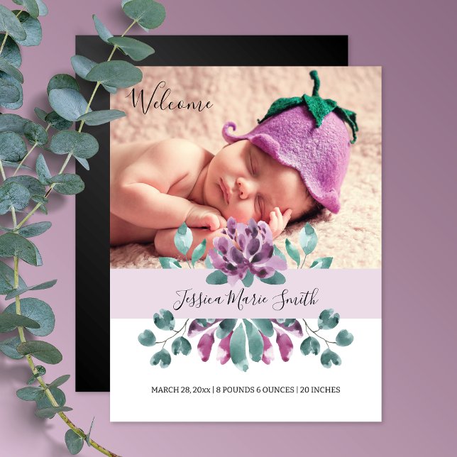 Welcome Baby Blossoms Magnetic Birth Announcement (Creator Uploaded)