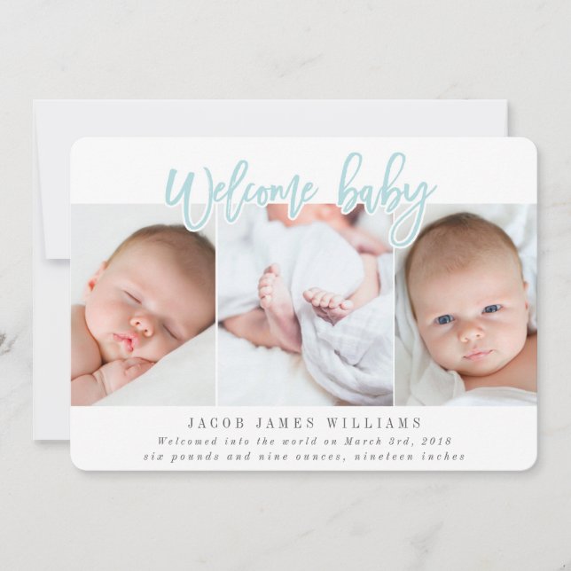 WELCOME BABY-BLUE ANNOUNCEMENT (Front)