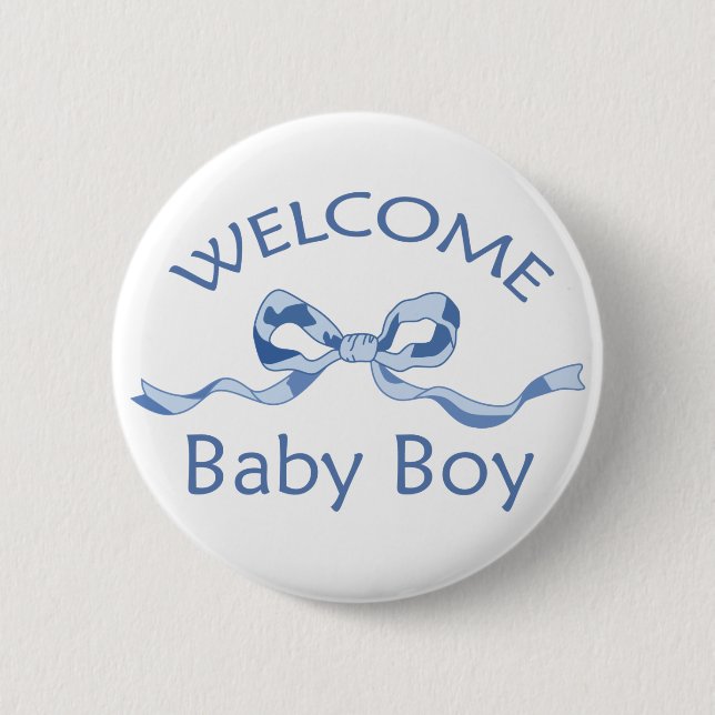 WELCOME BABY BOY 6 CM ROUND BADGE (Front)