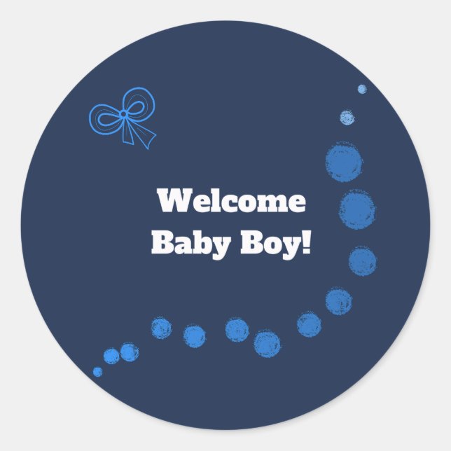 Welcome baby boy classic round sticker (Front)