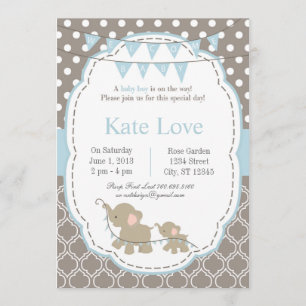 Welcome Baby Boy Elephant 5" x 7" Invitations