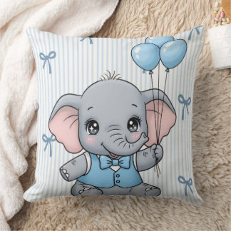 Welcome Baby Boy Elephant Shower Tag Cushion