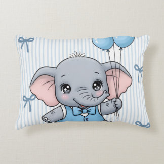Welcome Baby Boy Elephant Shower Tag Decorative Cushion
