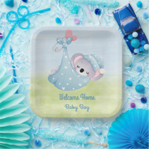 Welcome Baby Boy Paper Plate